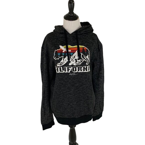 Ring of Fire Men's XL California Hoodie Sweater Foam Print Long Sleeve Gray - Picture 1 of 6